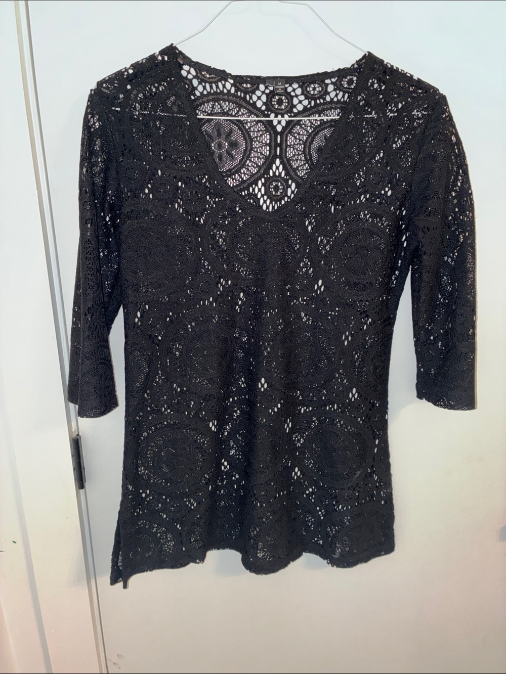 Black Lace V-Neck Women's Top / Coverup